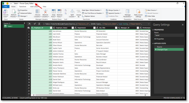 Power Query HRIS data cleansing