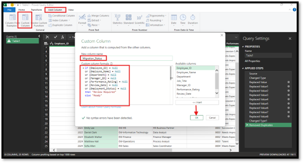 HRIS migration status formula
