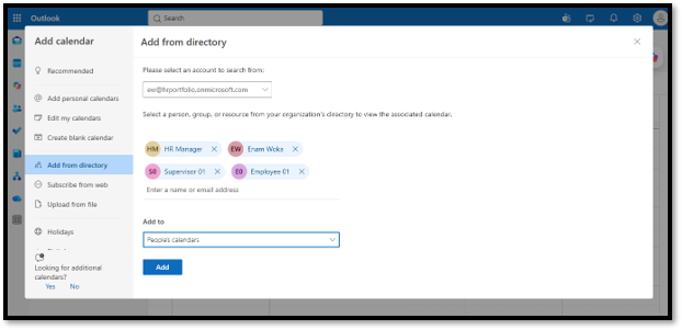 Shared Outlook leave calendar