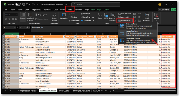 Completed HR data quality check